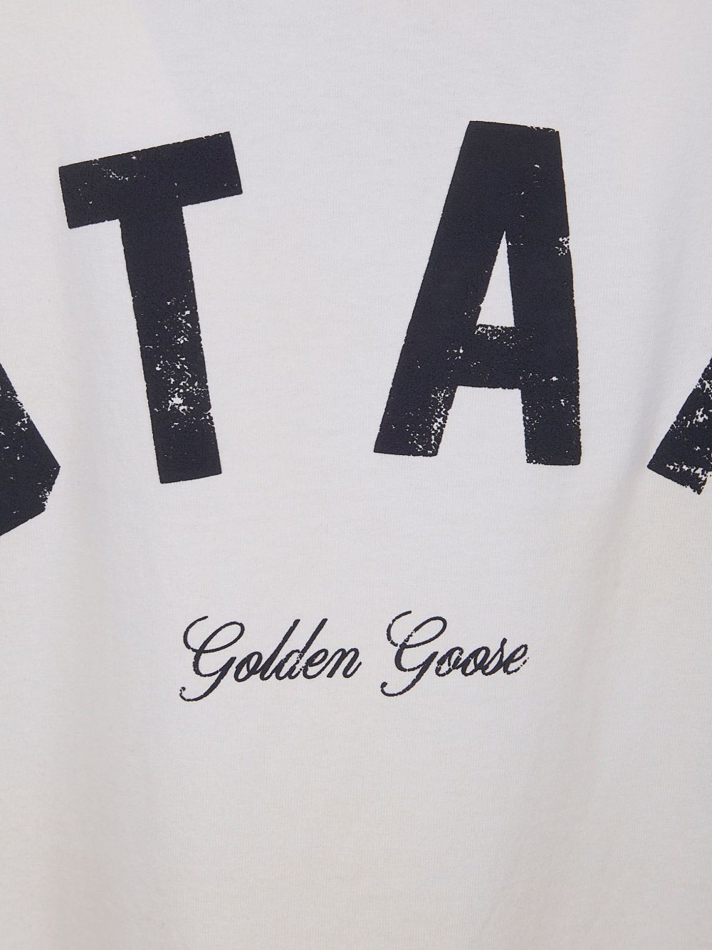 T-shirt bianca Star in cotone con stampa nera sul retro 