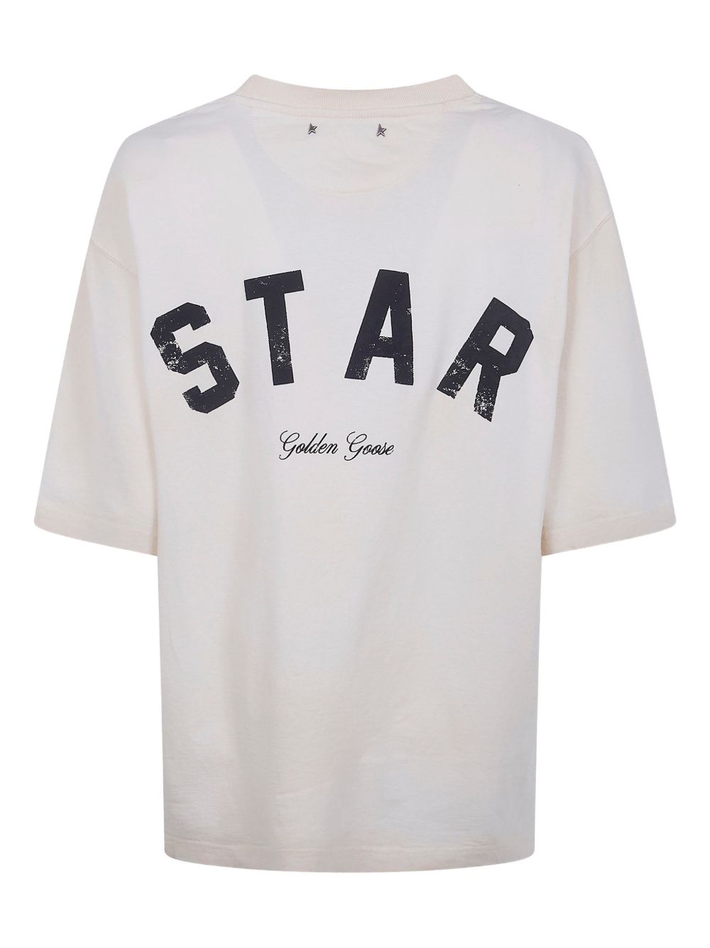 T-shirt bianca Star in cotone con stampa nera sul retro 