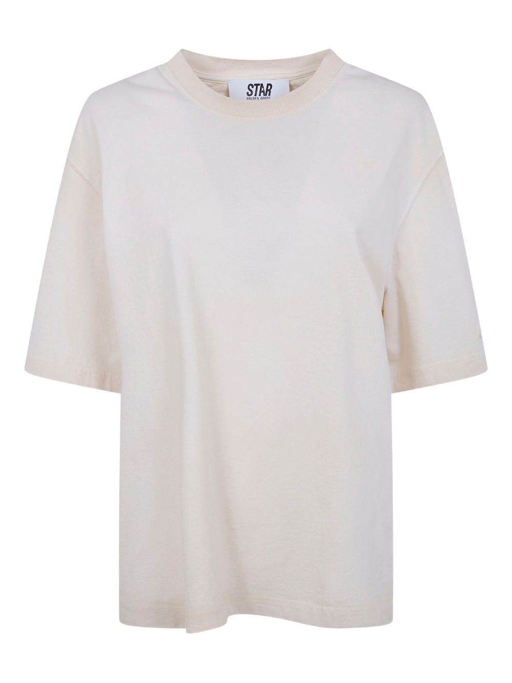 T-shirt bianca Star in cotone con stampa nera sul retro 