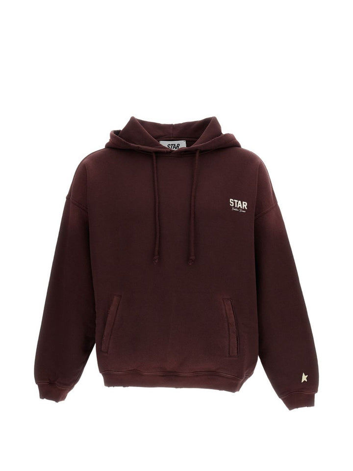 Felpa rosso vino con effetto vissuto 