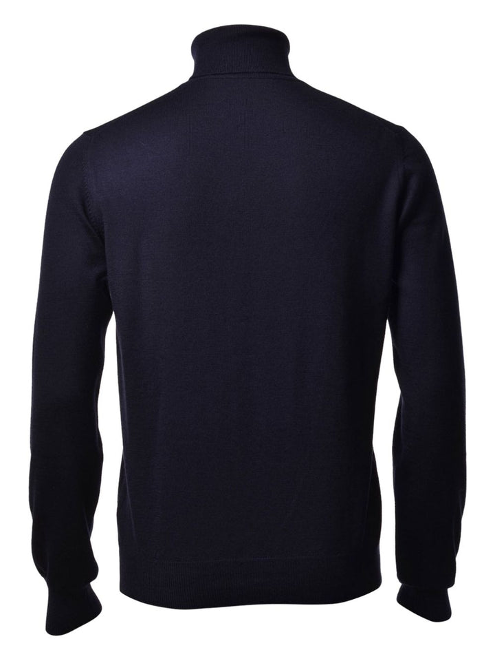 Maglione a collo alto in lana vergine blu 