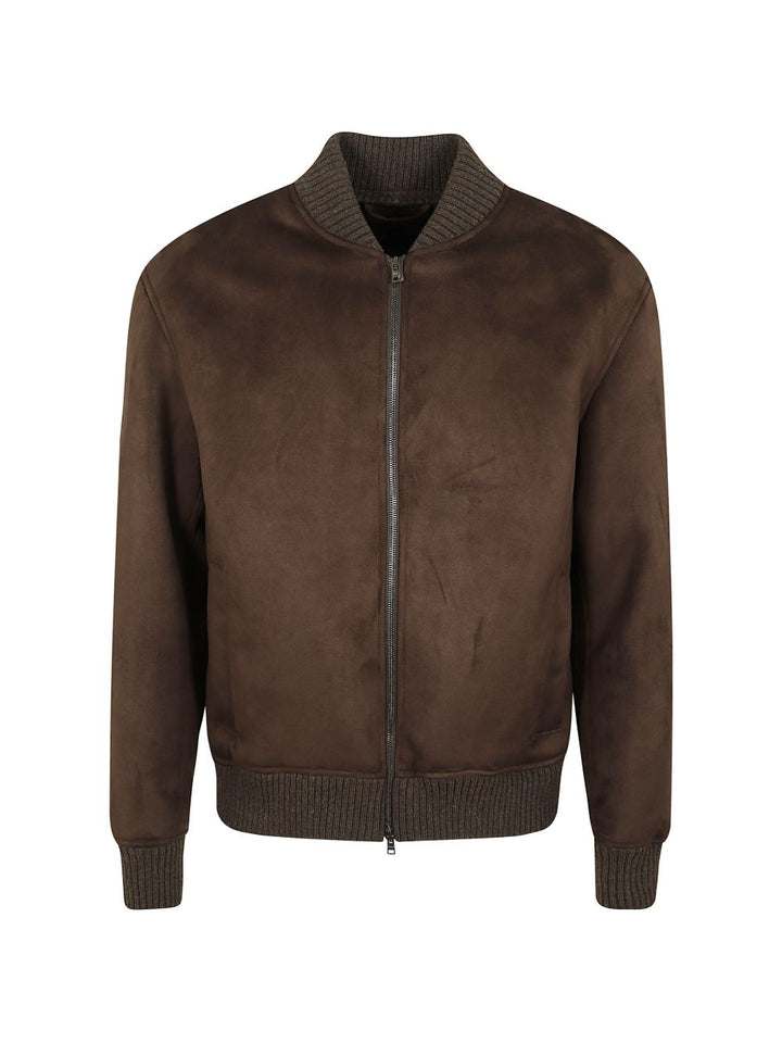 Bomber marrone effetto scamosciato 