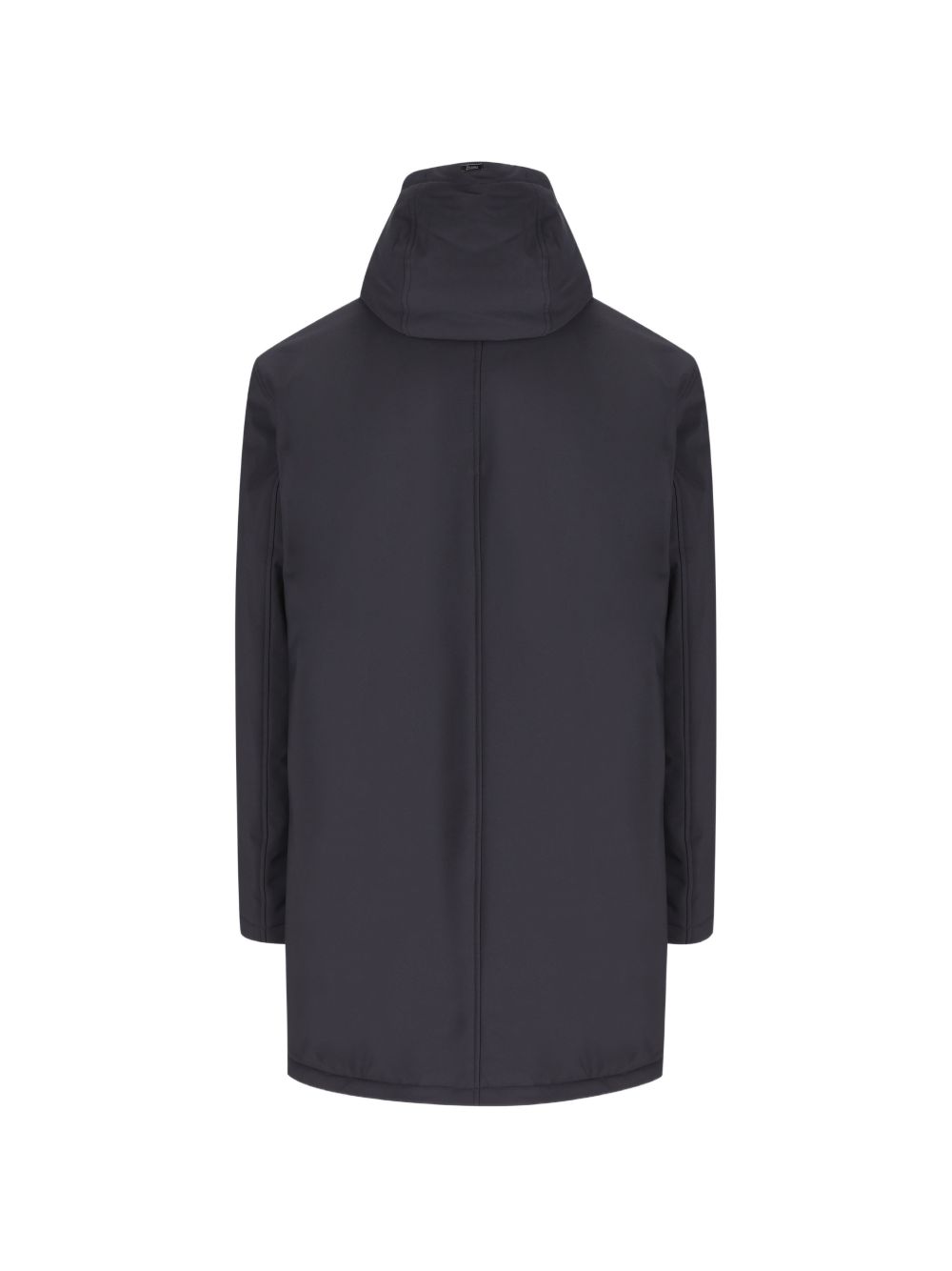 Giacca blu  con cappuccio e rifiniture in pelliccia sintetica 