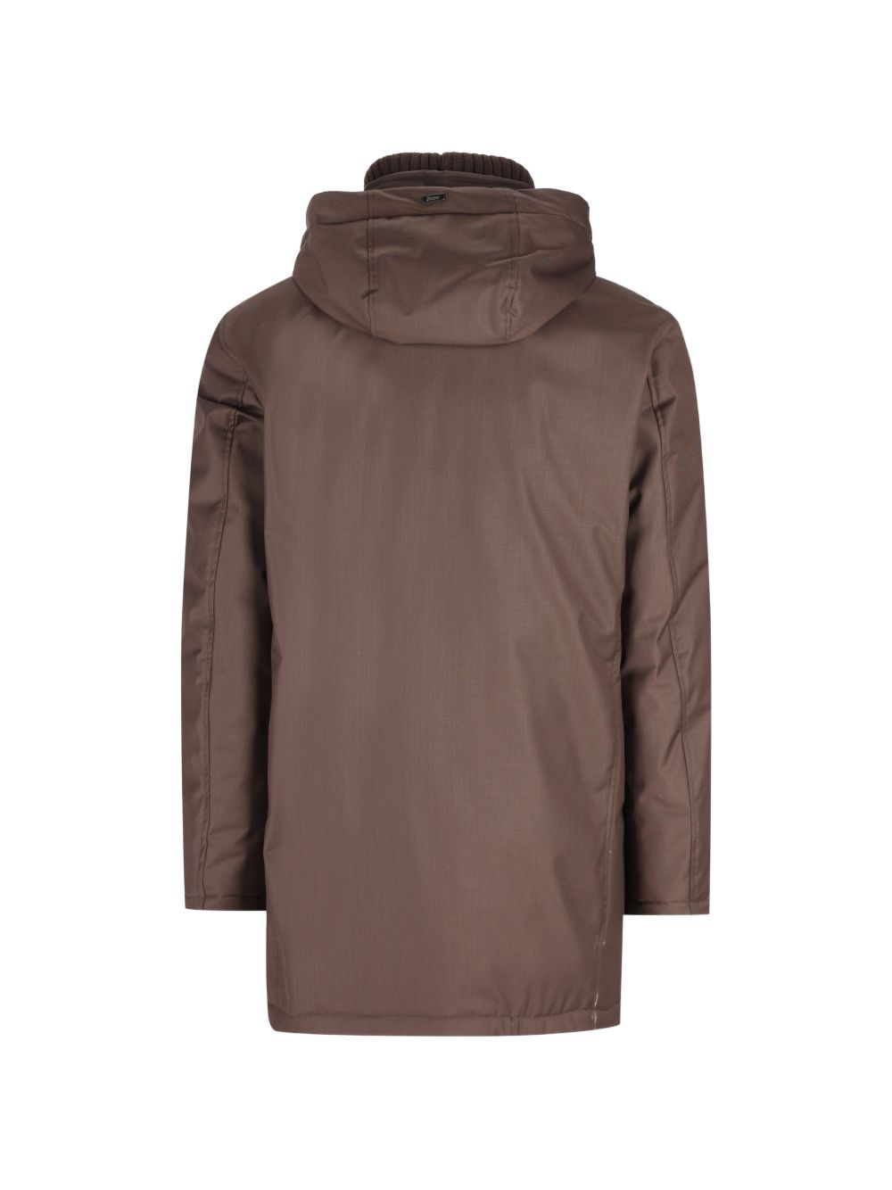 Piumino marrone scuro con cappuccio 