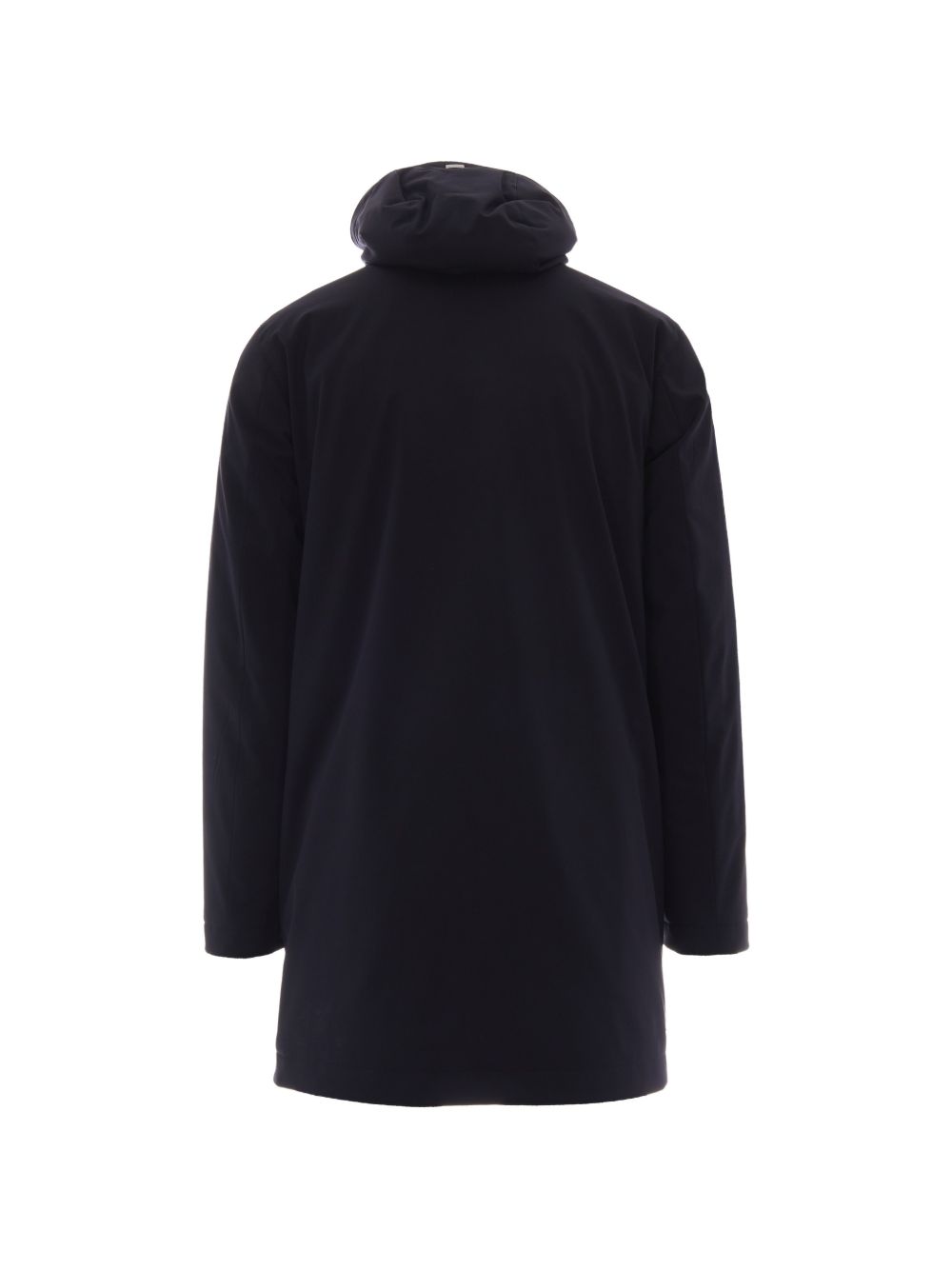 Impermeabile blu navy con cappuccio 