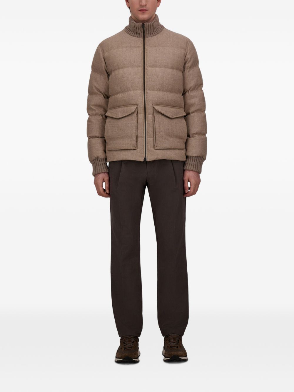 Bomber color Chantilly Herno trapuntato in tweed e lana 