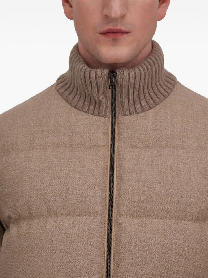 Bomber color Chantilly Herno trapuntato in tweed e lana 
