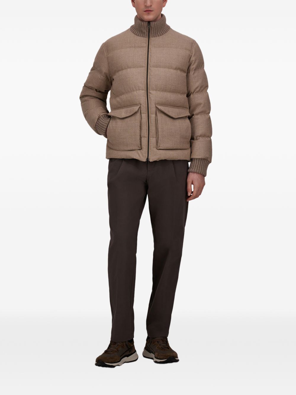 Bomber color Chantilly Herno trapuntato in tweed e lana 