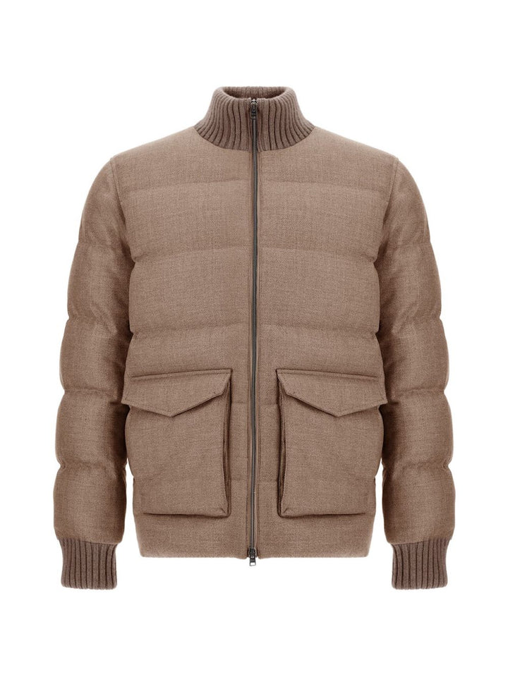 Bomber color Chantilly Herno trapuntato in tweed e lana 