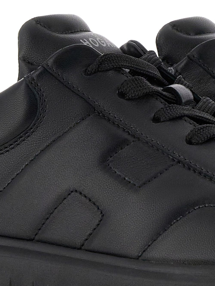 Sneakers H-Stripes nere in pelle 