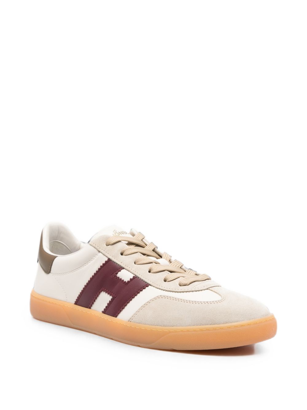 Sneakers Hogan Cool in pelle con inserti in suede beige chiaro 