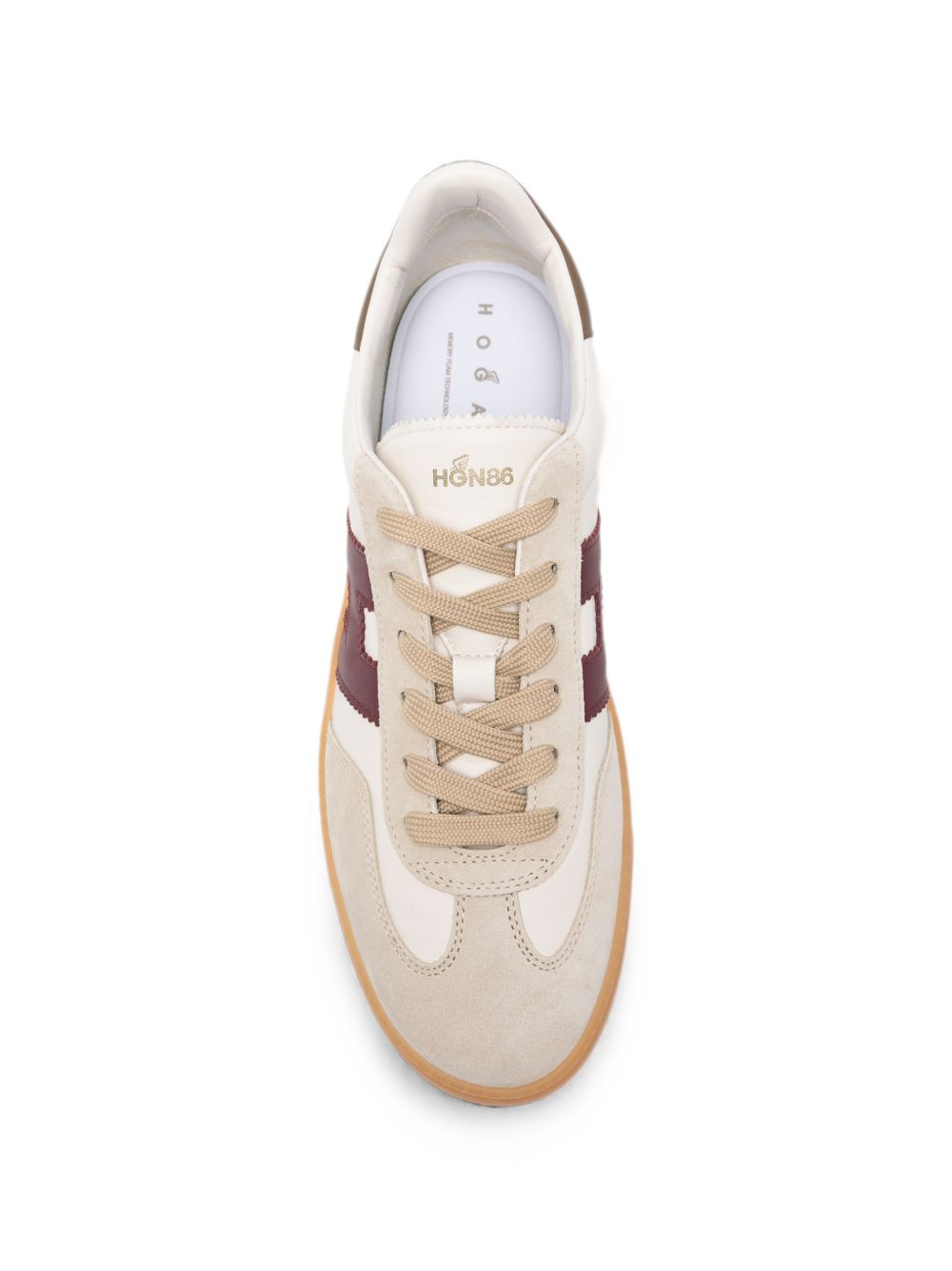 Sneakers Hogan Cool in pelle con inserti in suede beige chiaro 
