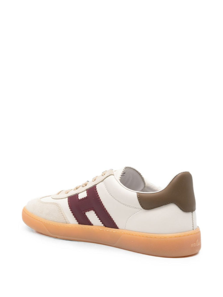 Sneakers Hogan Cool in pelle con inserti in suede beige chiaro 