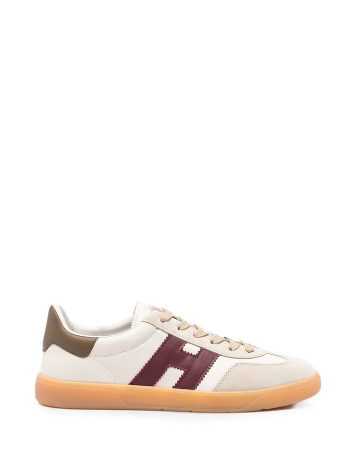 Sneakers Hogan Cool in pelle con inserti in suede beige chiaro 