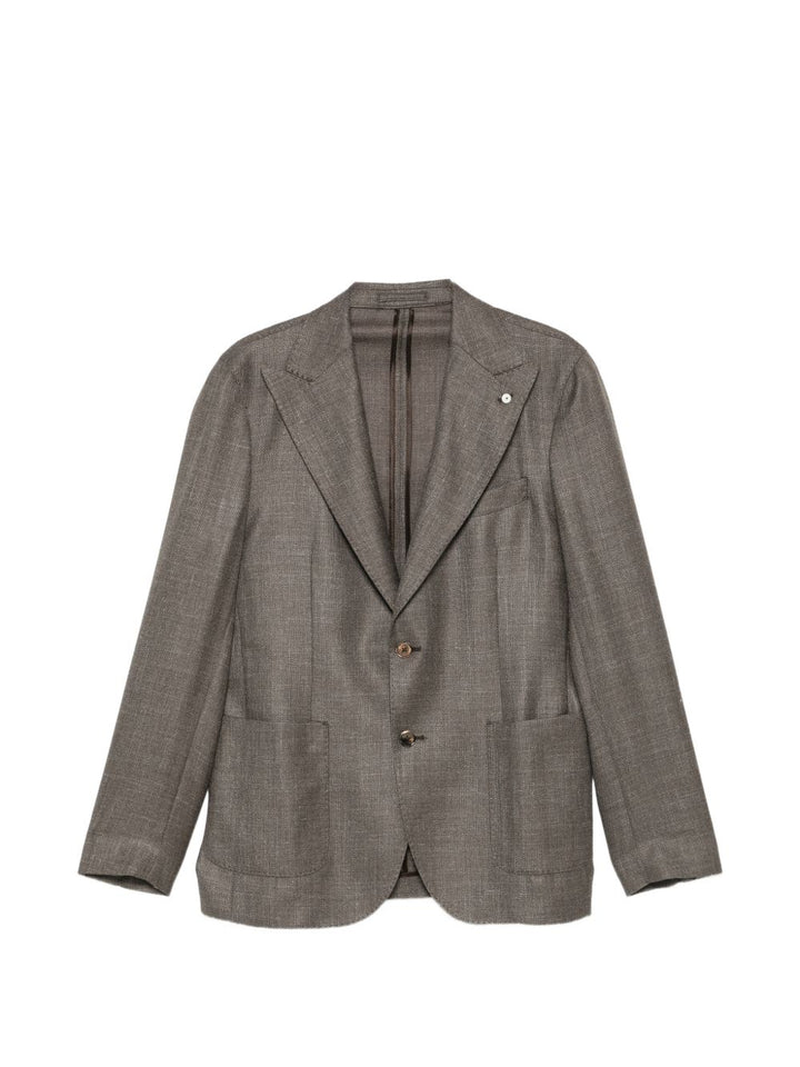 Blazer tortora monopetto con revers a punta 
