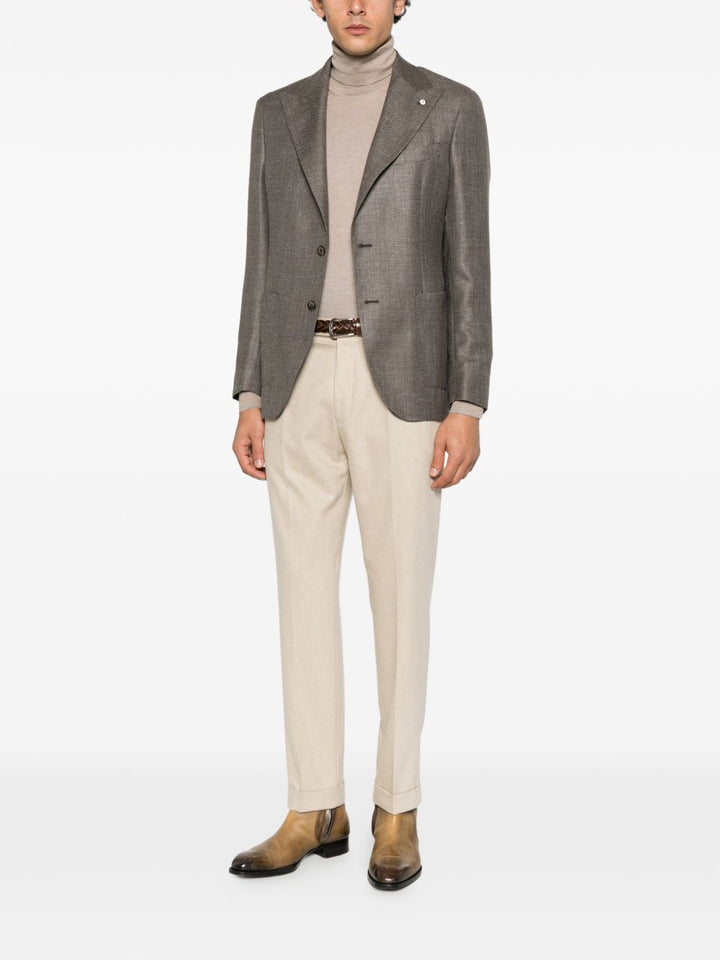 Blazer tortora monopetto con revers a punta 