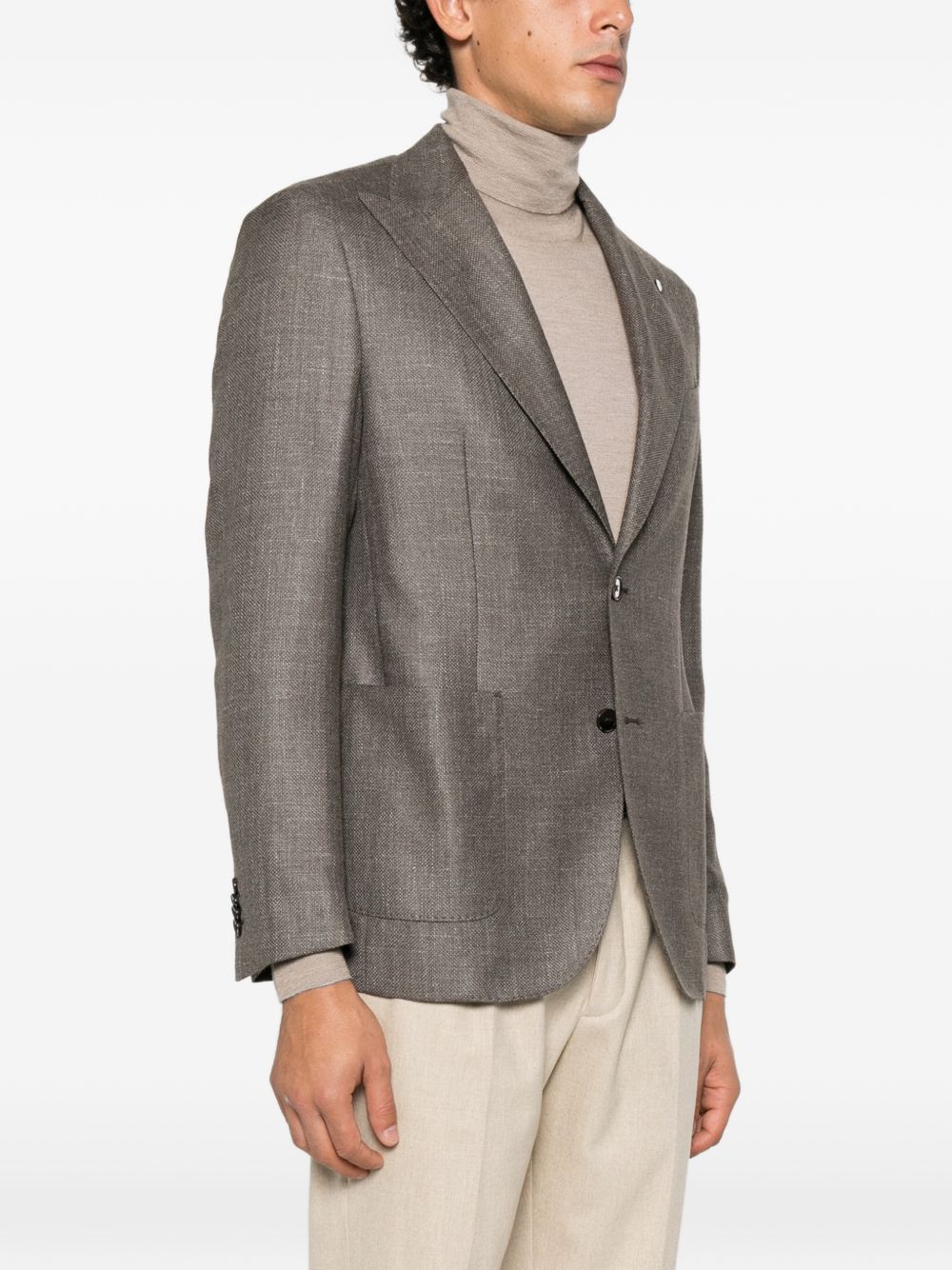 Blazer tortora monopetto con revers a punta 