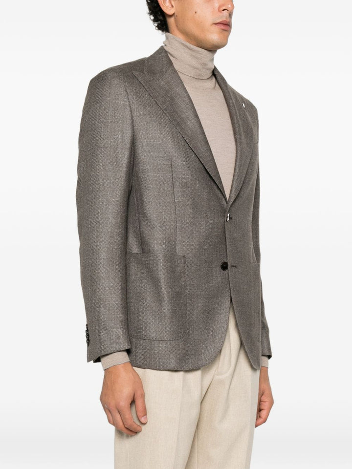 Blazer tortora monopetto con revers a punta 