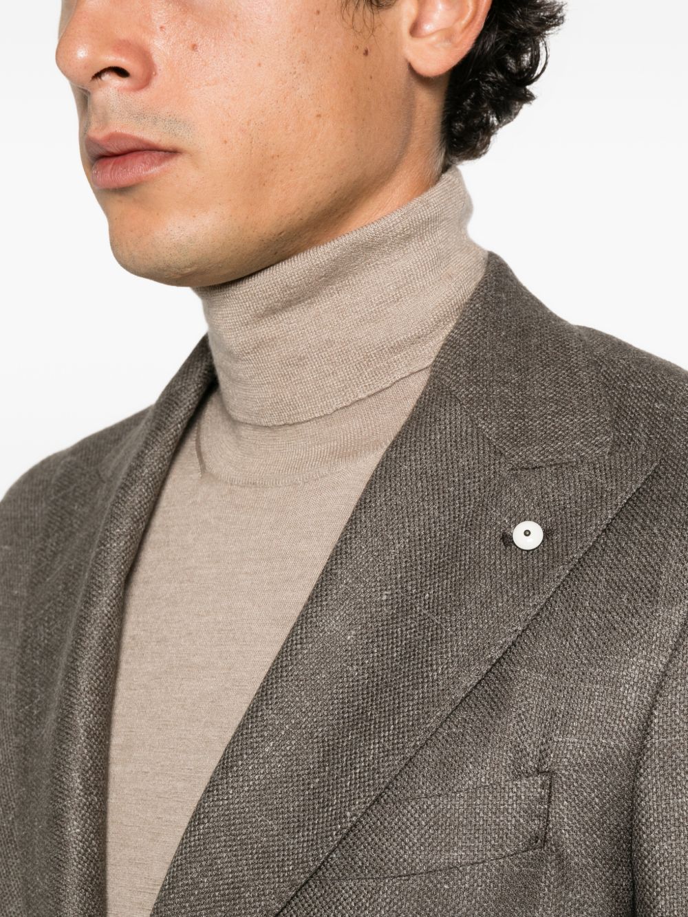 Blazer tortora monopetto con revers a punta 