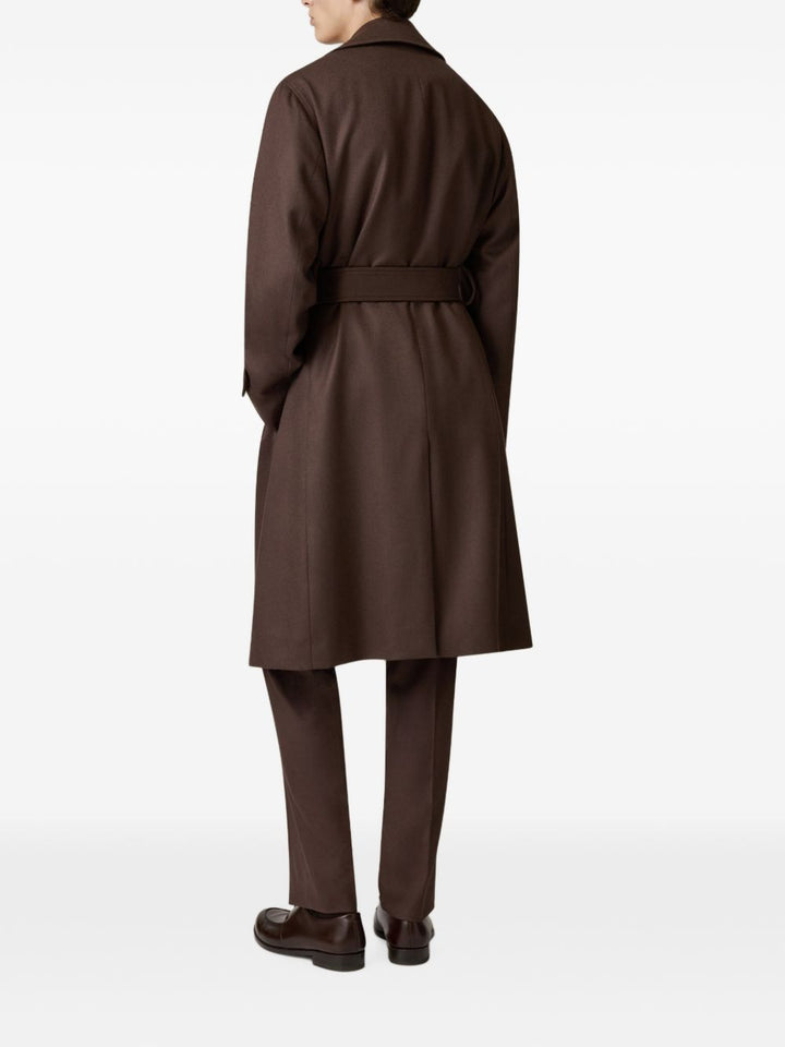 Trench monopetto marrone in lana 