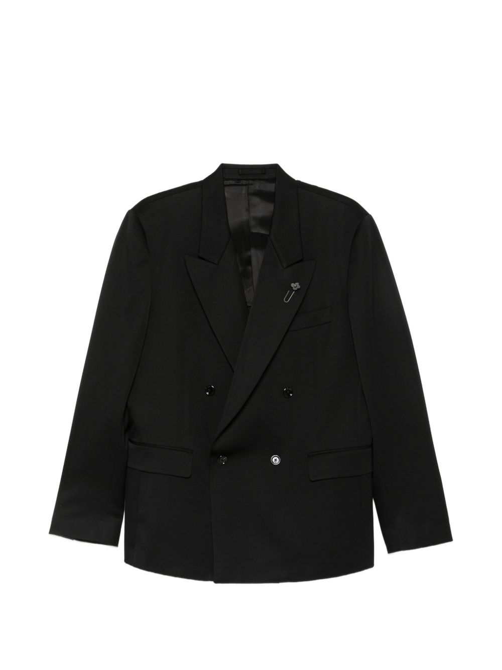 Blazer doppiopetto nero con revers a lancia 
