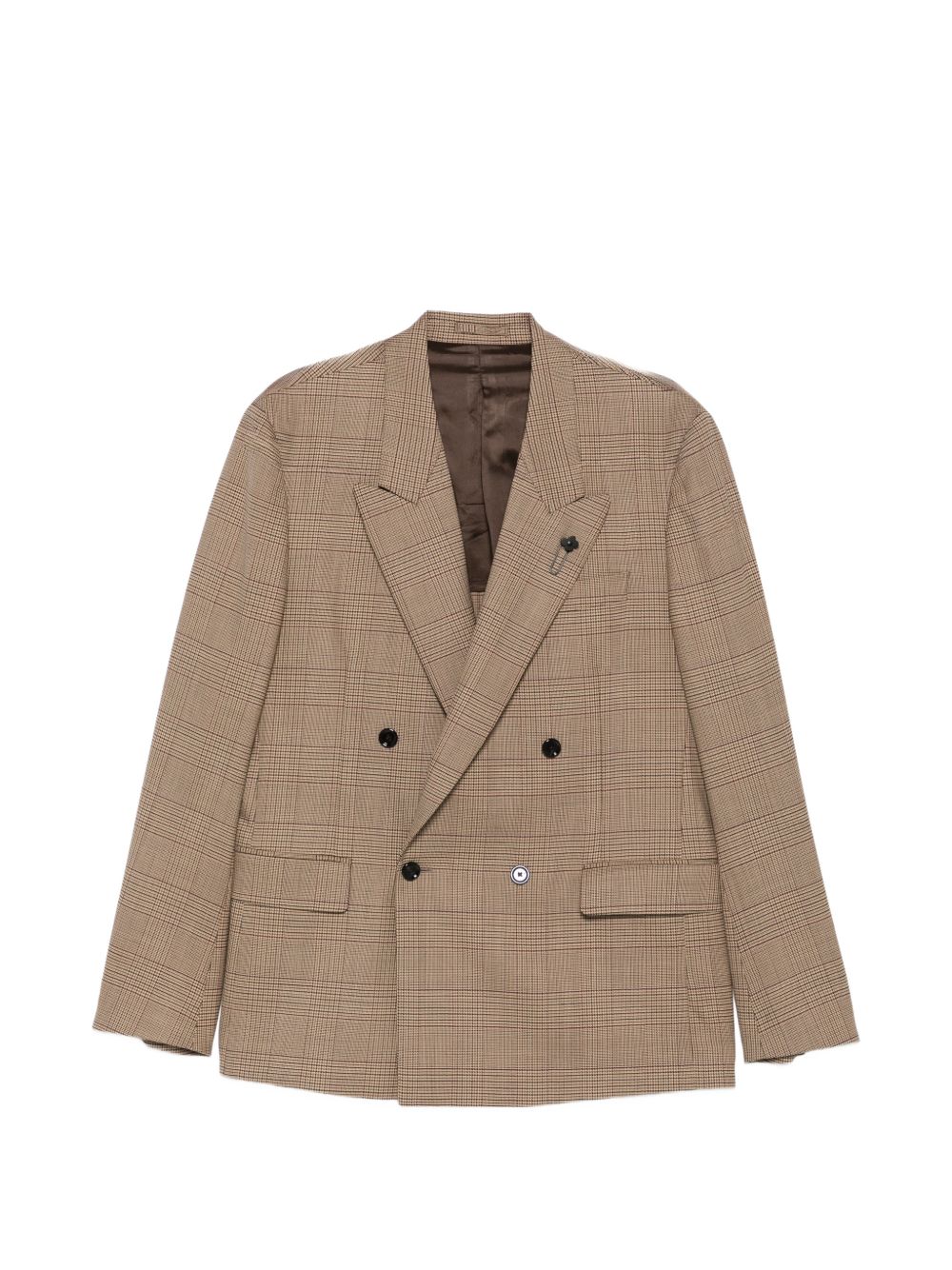 Giacca doppiopetto beige a quadri Principe di Galles 