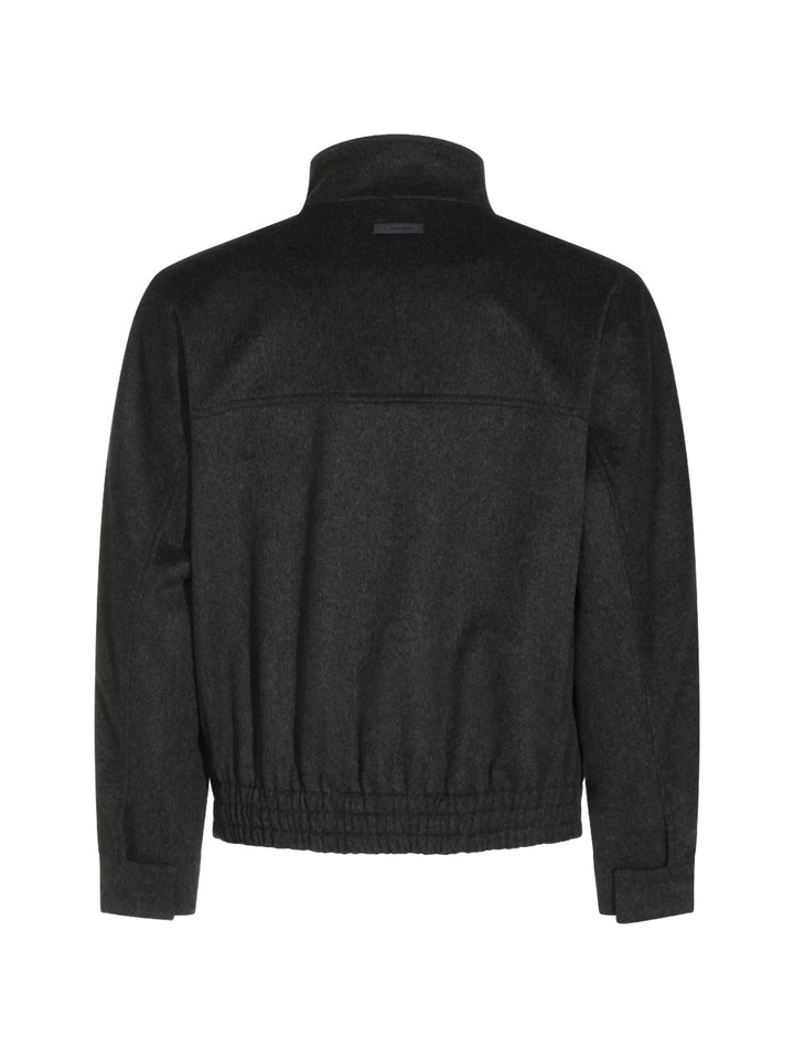 Bomber grigio in lana vergine con orlo elasticizzato 