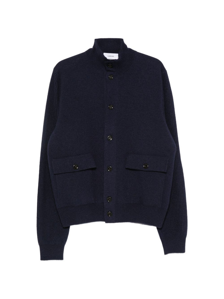 Cardigan blu navy a coste 