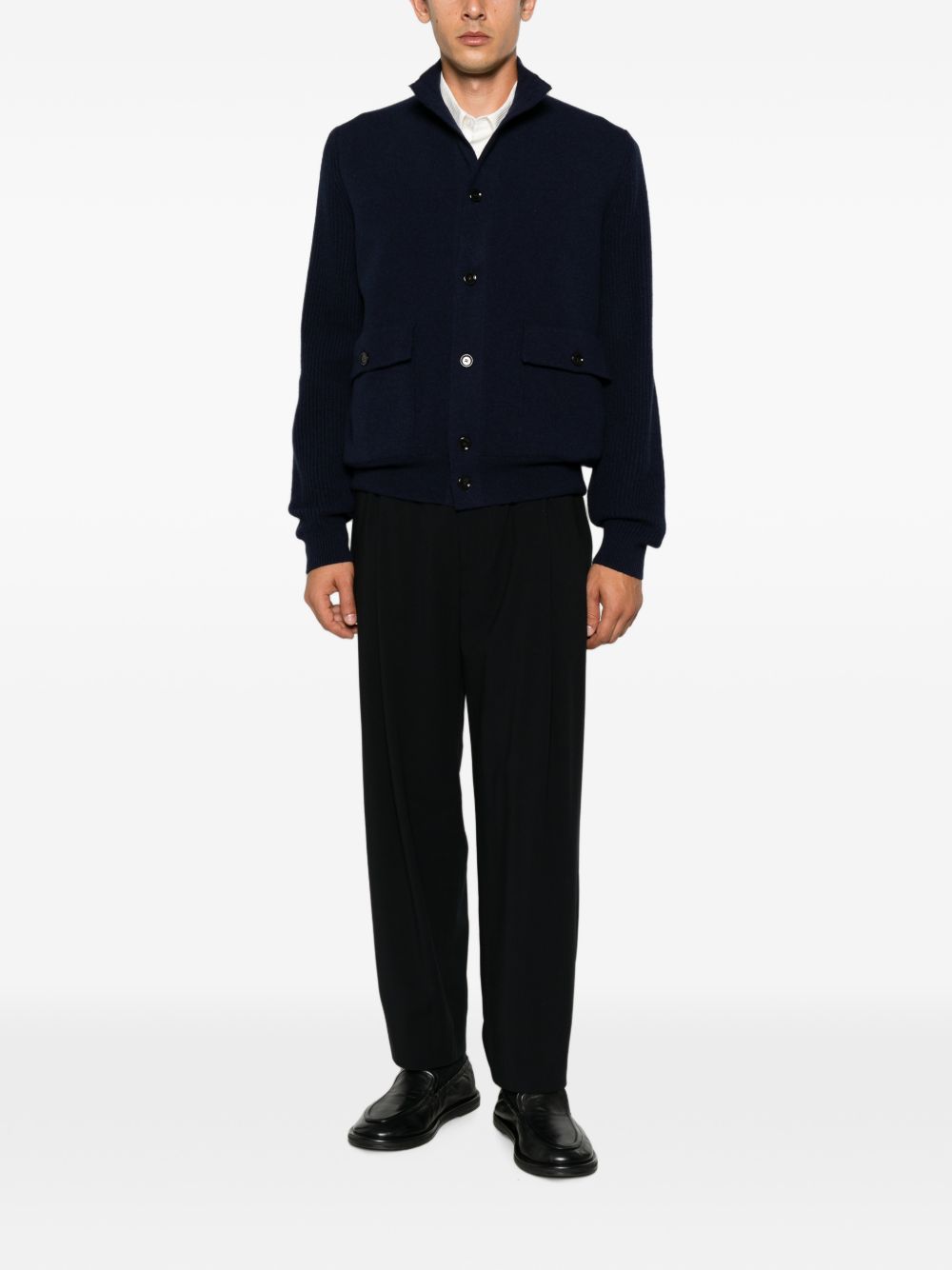 Cardigan blu navy a coste 