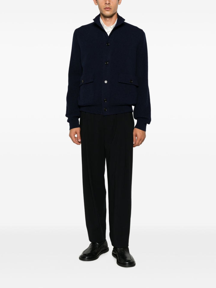 Cardigan blu navy a coste 