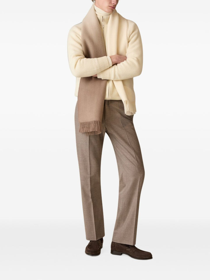 Cardigan panna a coste con zip 