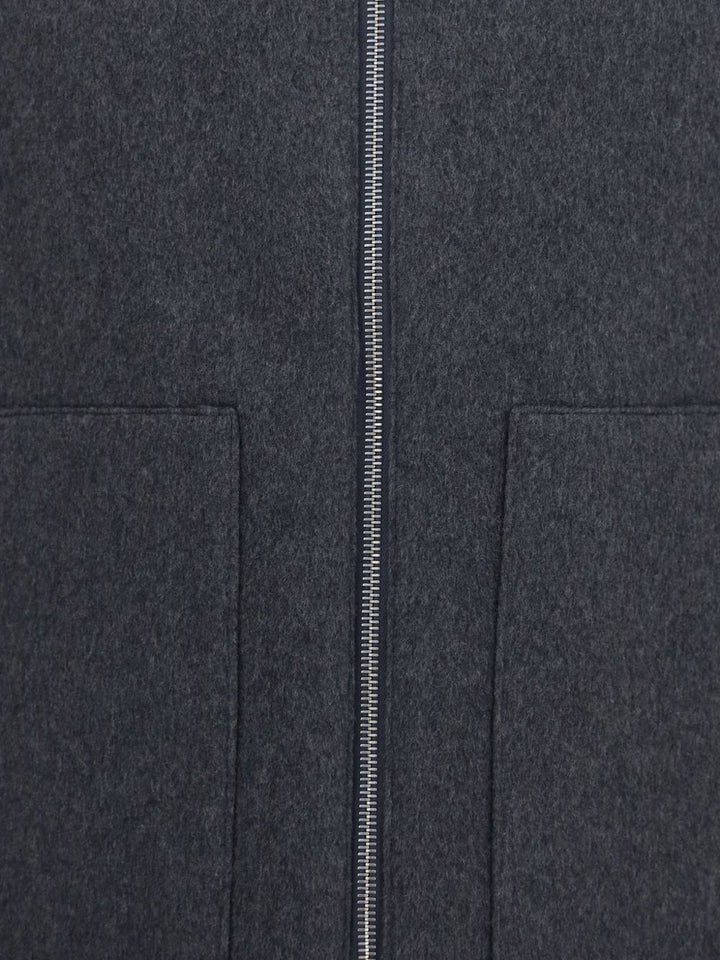 Gilet grigio medio in lana e cashmere 