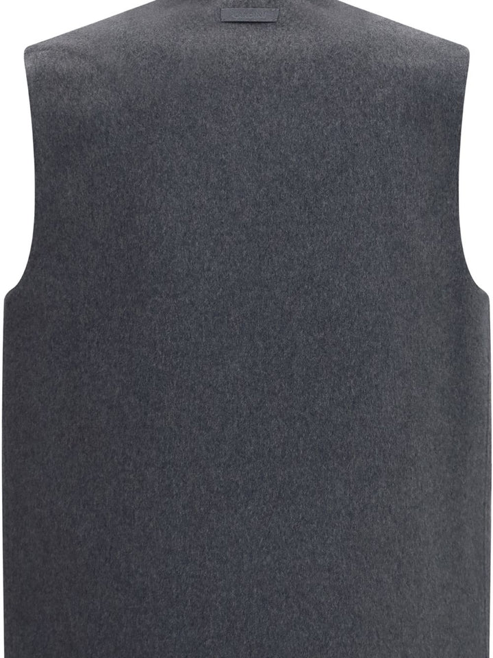Gilet grigio medio in lana e cashmere 