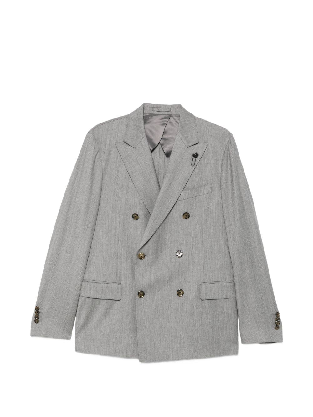 Abito doppiopetto in lana vergine e cashmere grigio chiaro 