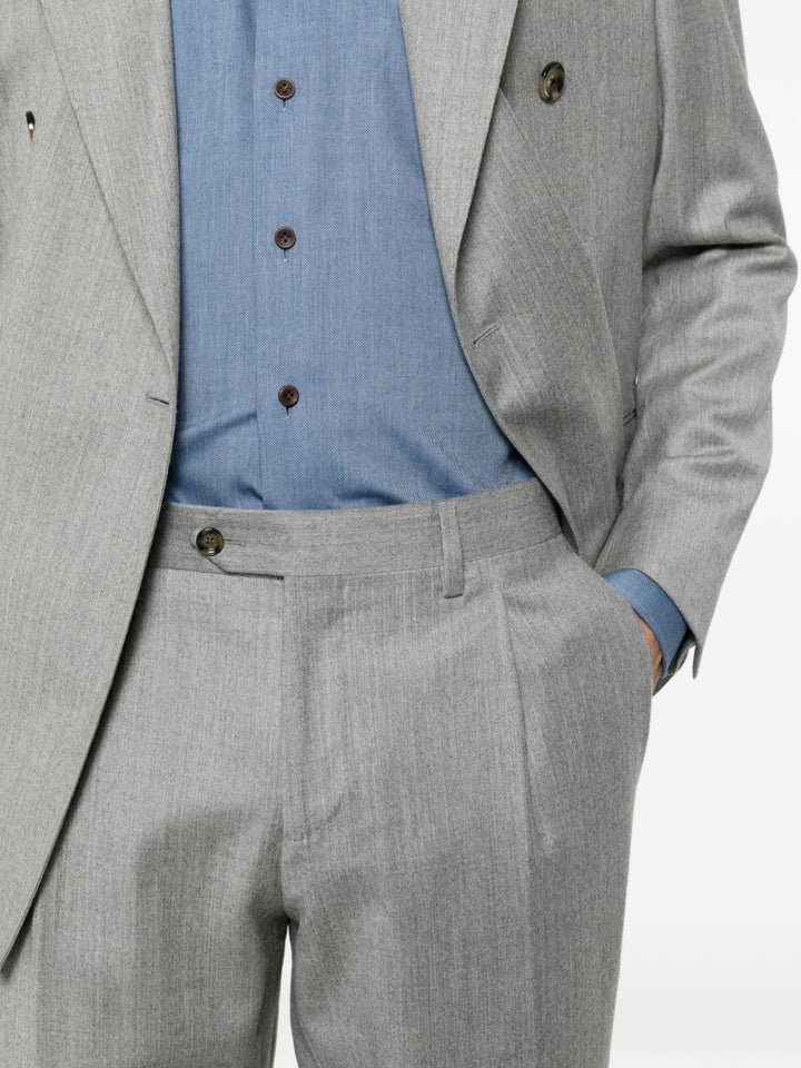 Abito doppiopetto in lana vergine e cashmere grigio chiaro 