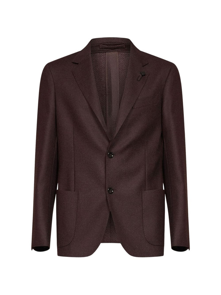 Blazer monopetto bordeaux in lana e cashmere 
