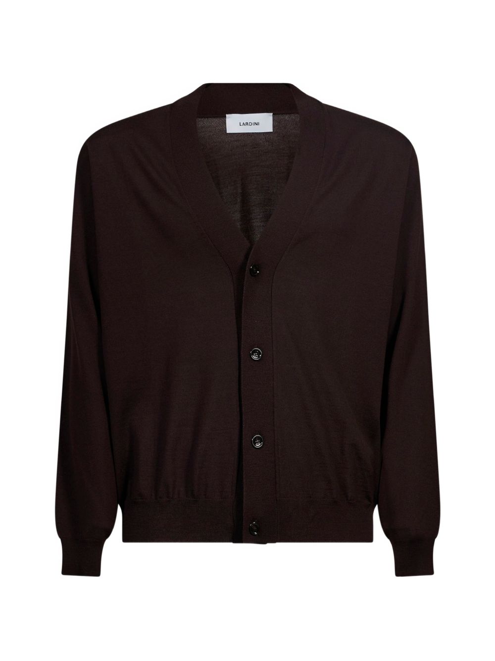 Cardigan marrone in lana con scollo a V 