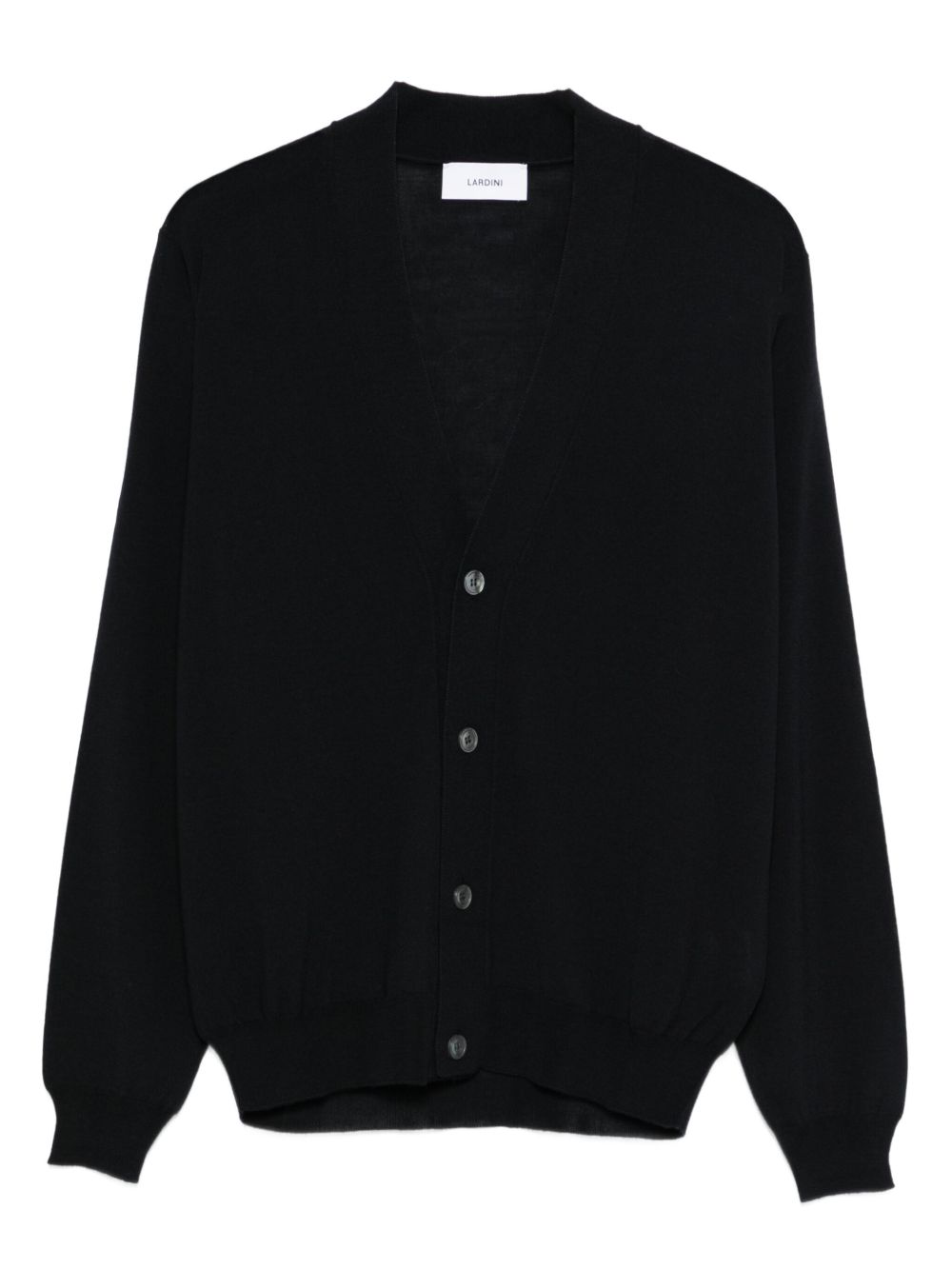 Cardigan blu in lana con scollo a V 