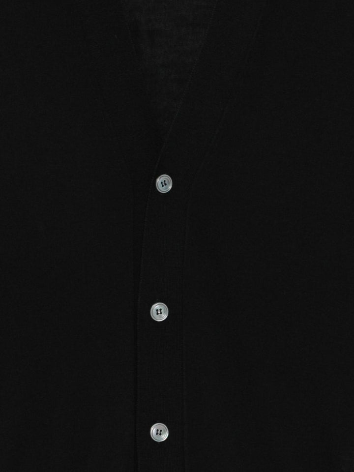 Cardigan nero in lana con scollo a V 