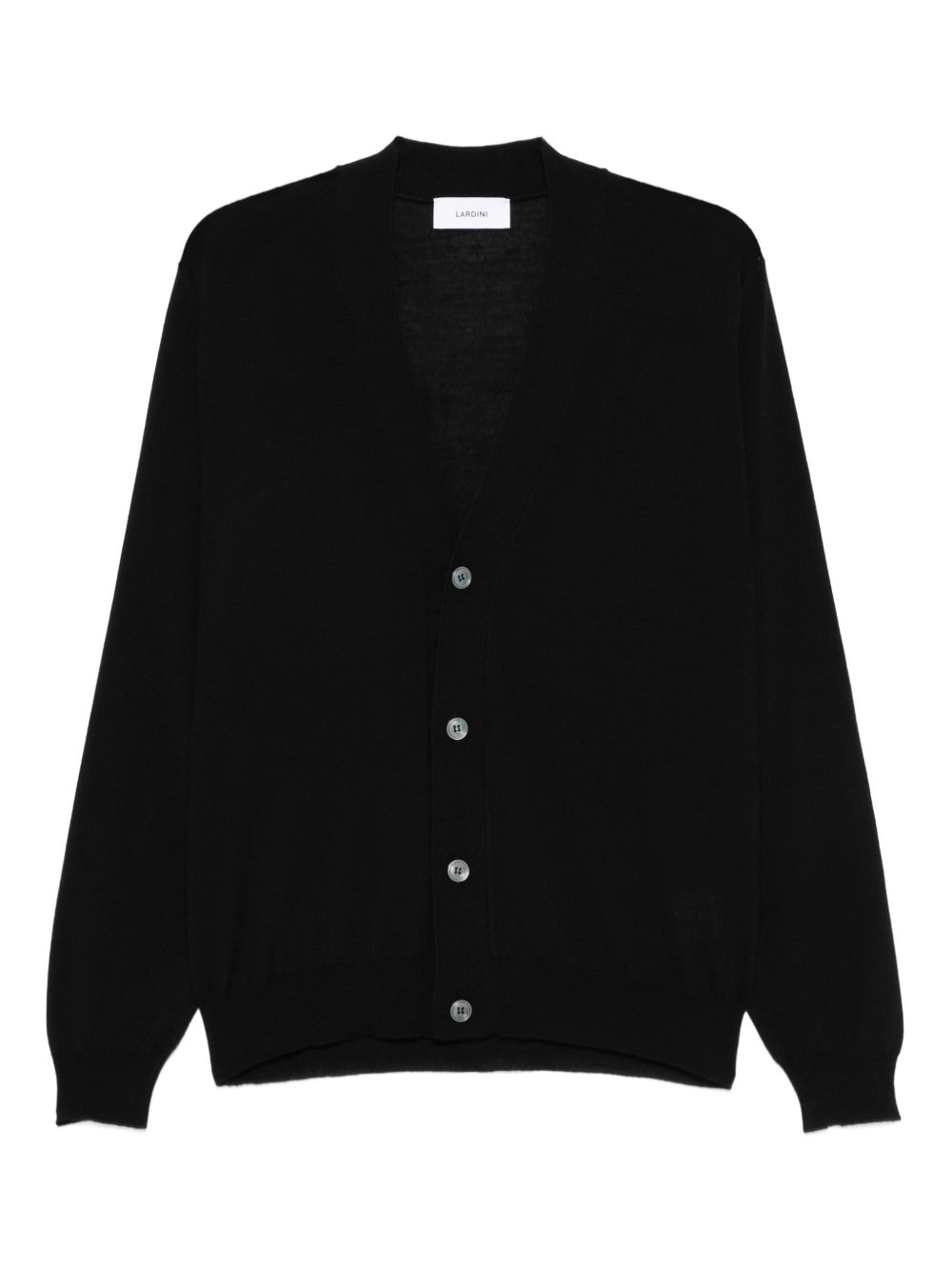 Cardigan nero in lana con scollo a V 