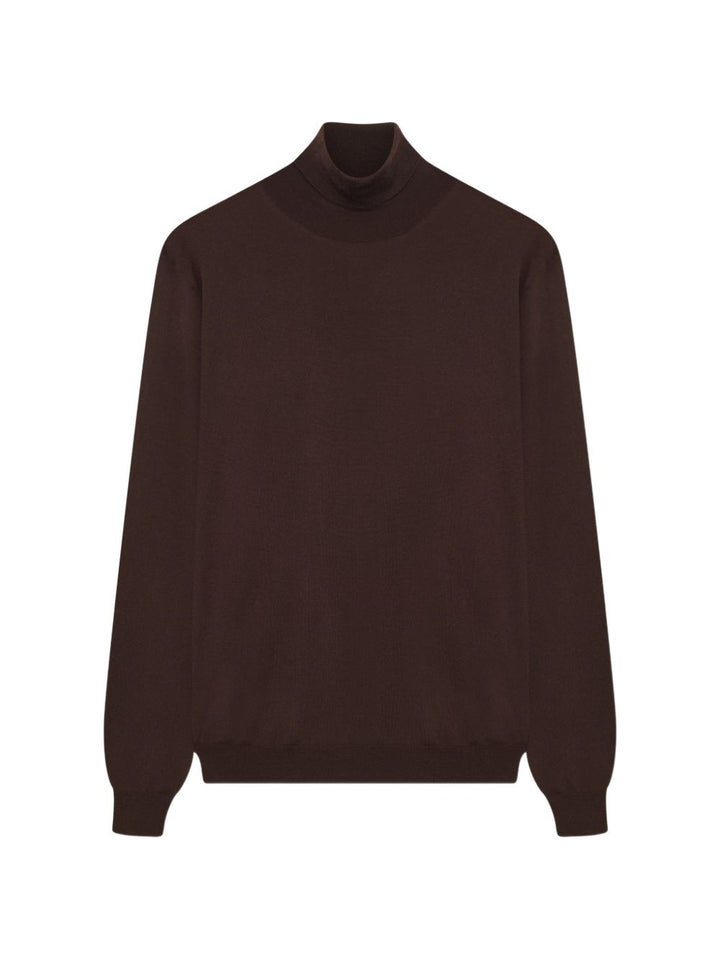 Maglione marrone in lana vergine 