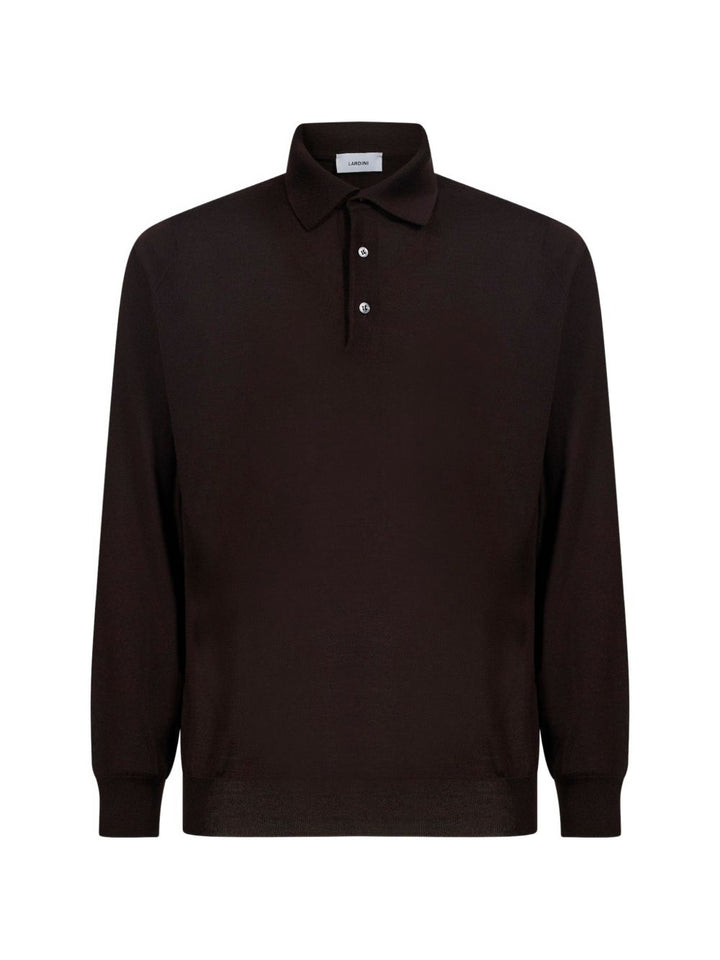 Polo marrone scuro a maniche lunghe 