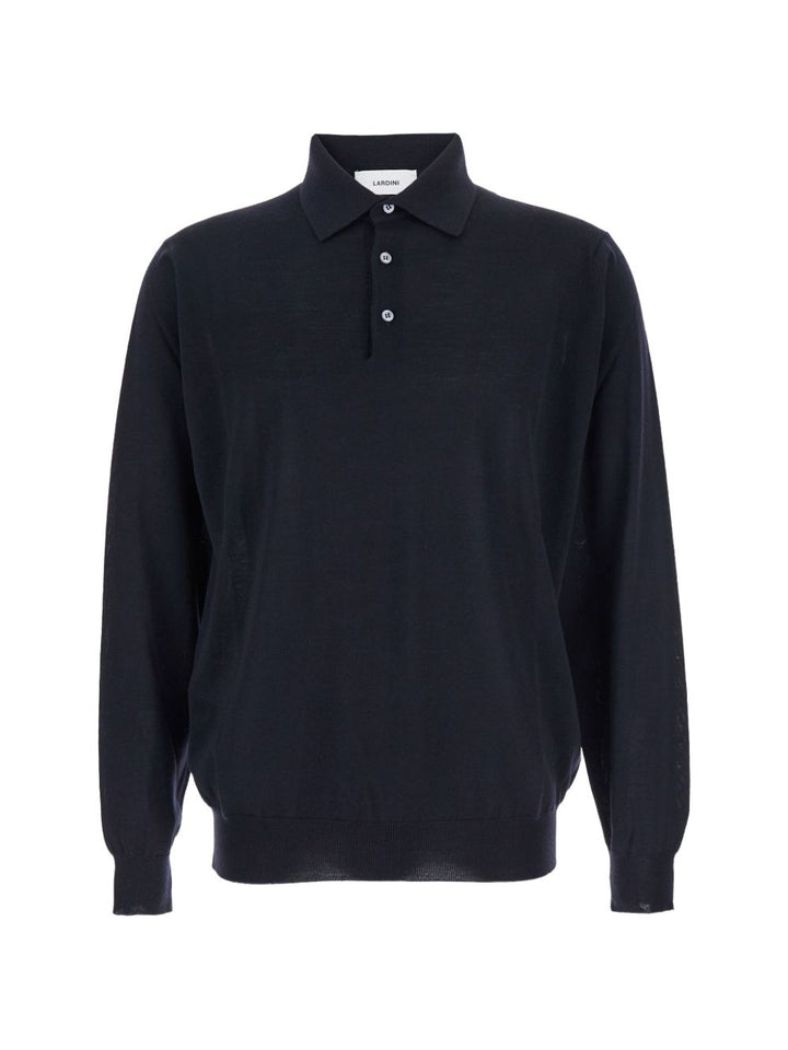 Polo blu a maniche lunghe 