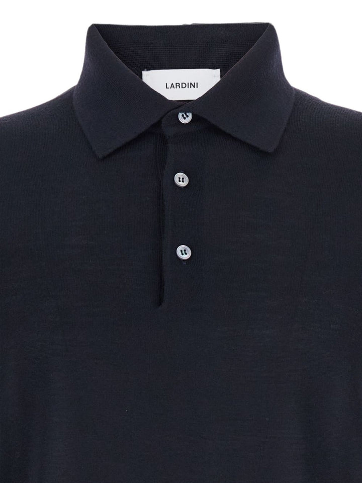 Polo blu a maniche lunghe 