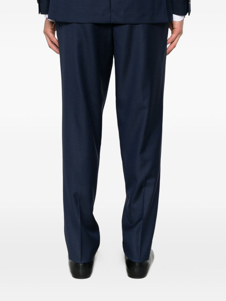 Abito doppiopetto con revers a lancia in lana blu navy<BR/> 