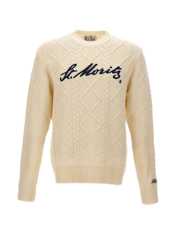 Maglione Bergen Crewneck Panna con Ricami 