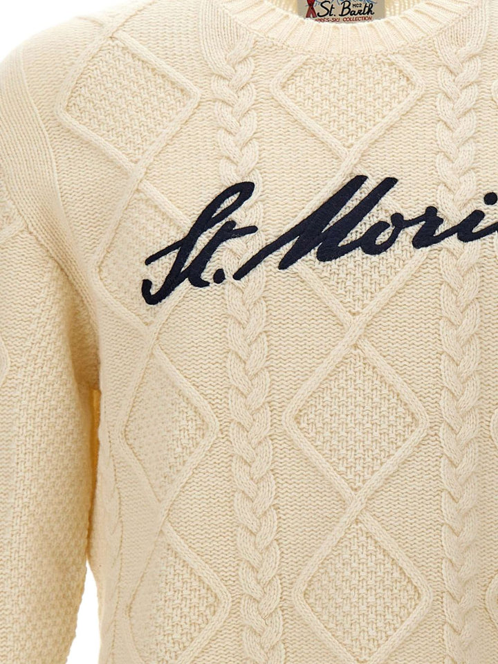 Maglione Bergen Crewneck Panna con Ricami 