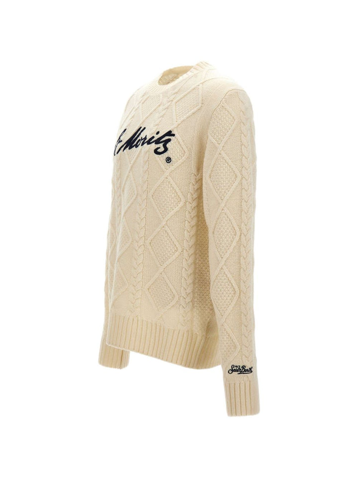 Maglione Bergen Crewneck Panna con Ricami 