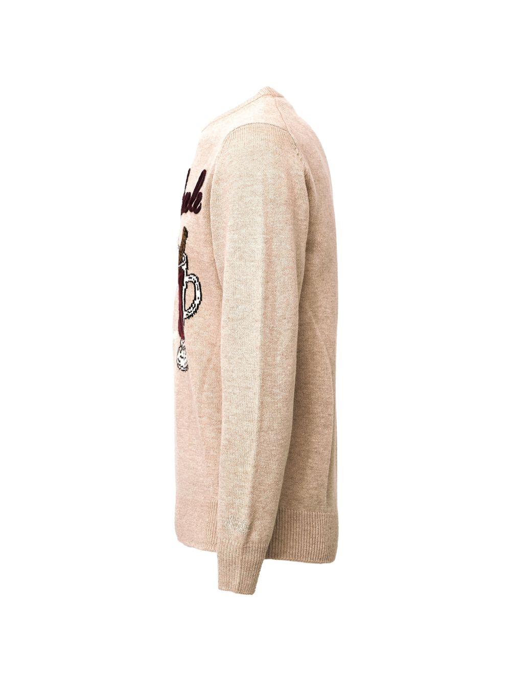 Maglione beige MC2 Saint Barth Heron con ricamo Vin Brulé 