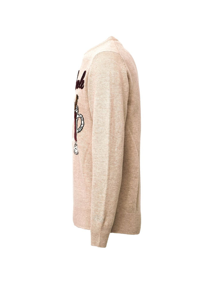 Maglione beige MC2 Saint Barth Heron con ricamo Vin Brulé 